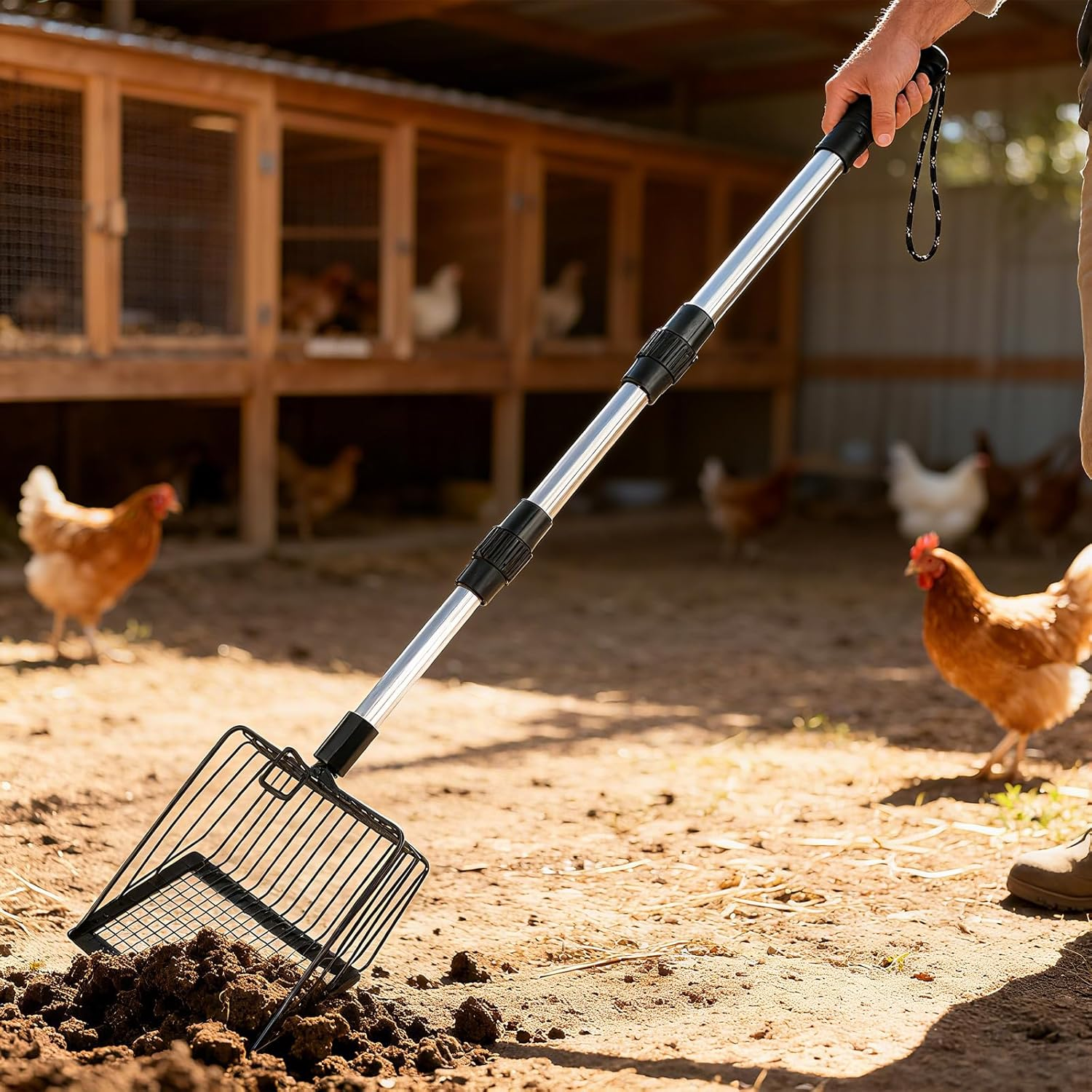 Neehows Cat Litter Scoop with Extendable Long Handle, 22.2"-42.5" No Bending Back Metal Kitty Litter Scoop, Large Non-Stick Wide Flat Head Heavy Duty Cat Pooper Scooper image number 5