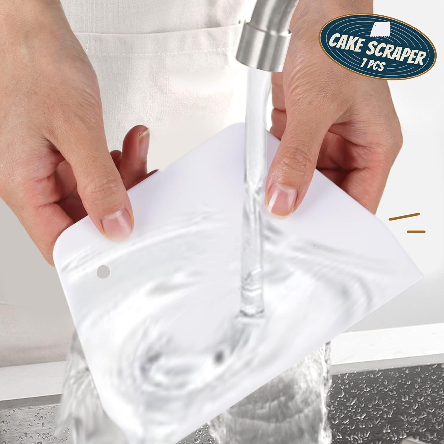 7 Pcs Cake Smoother Scraper, Dough Scraper Bowl Scraper Cutters, Cake Smoother, Cake Icing Scraper Smoother Tool Set for Bread Dough Cake Fondant Icing image number 2