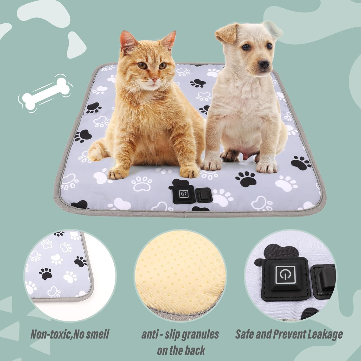 Viiotu 45X45Cm Smart Heated Pet Pad | Type-C Port, 3-Level Temperature Control, Waterproof Oxford Fabric image number 3