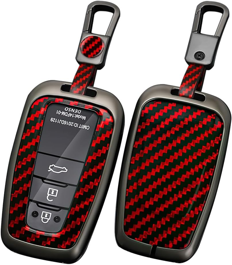 Ontto Metal Car Key Fob Cover Fit for Toyota Camry CHR Corolla RAV4 Avalon Land Cruiser Prado Prius 2017-2022 Key Case Keyring PVC Key Shell Holder Keychian Accessories 2/3/4 Button Black