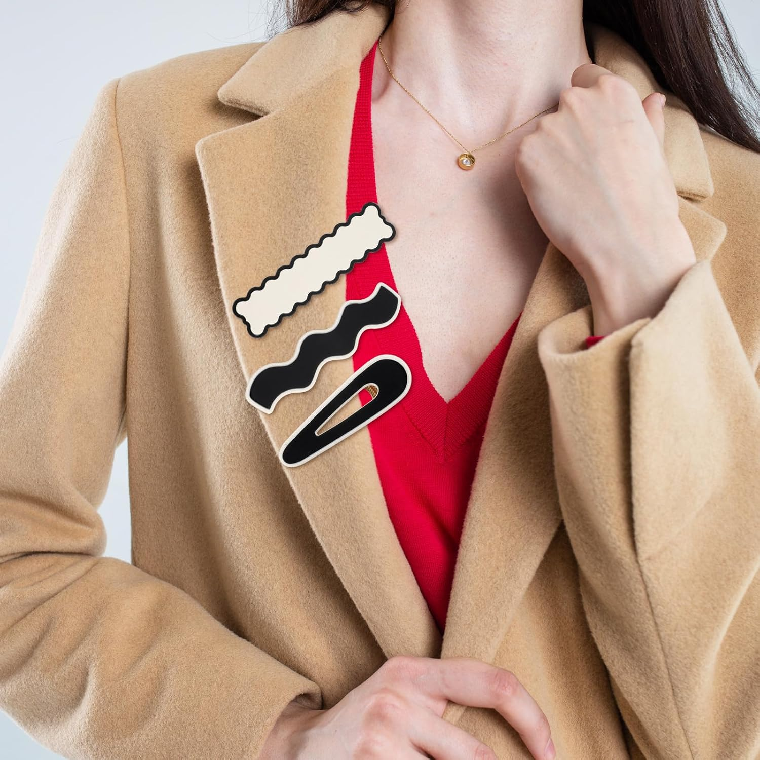 Ymapinc 18 Pcs Small No Bend Hair Clips for Women Thin, 2.6 Inch Black and White Checkered No Crease Snap Hair Barrettes for Thick Flat Claw Clips image number 6