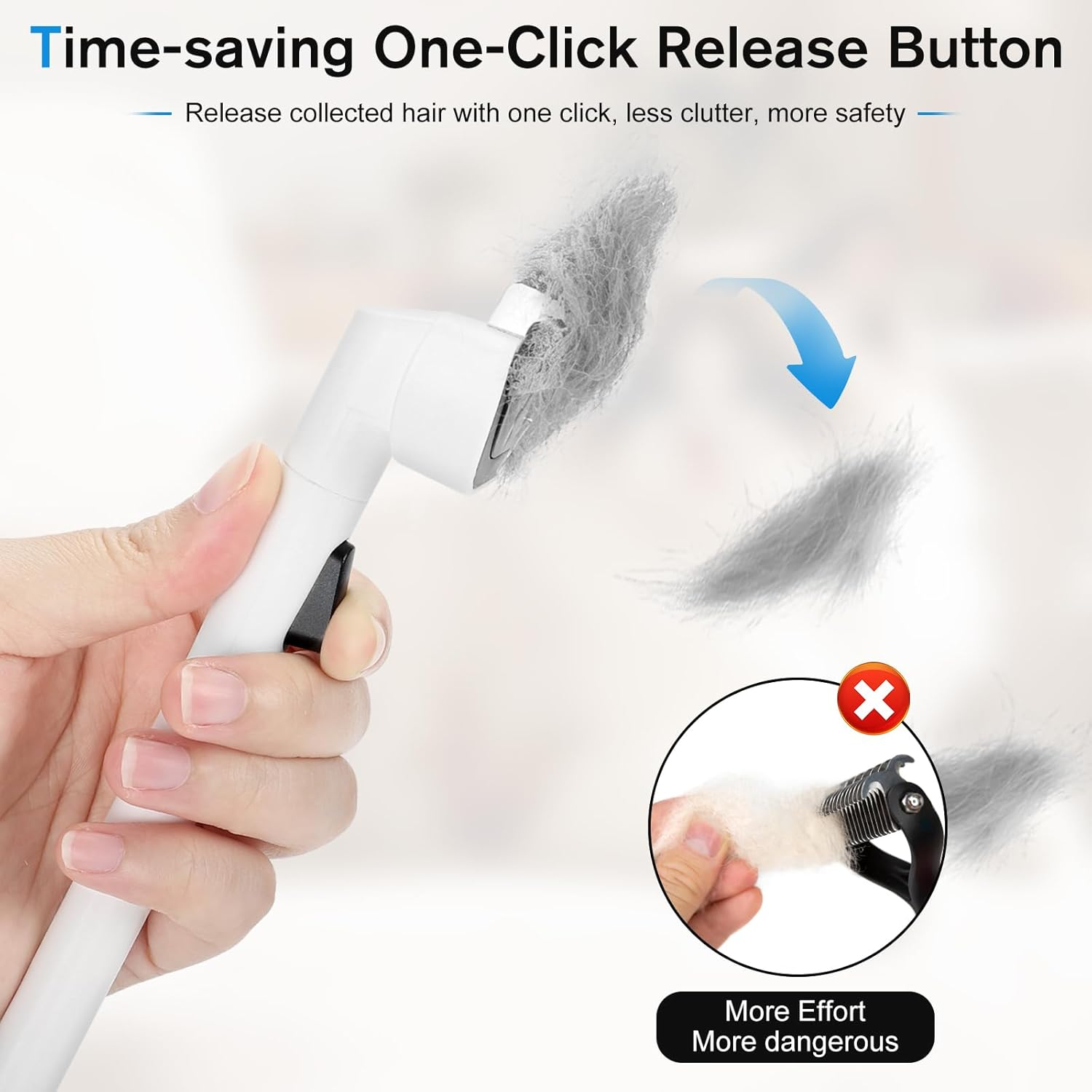 Euqvunn Dematting Comb - Dog Brush Undercoat with One-Click Hair Removal, Undercoat Brush Cat for Dogs, Removes Undercoat, Loose Hair & Tangles image number 3