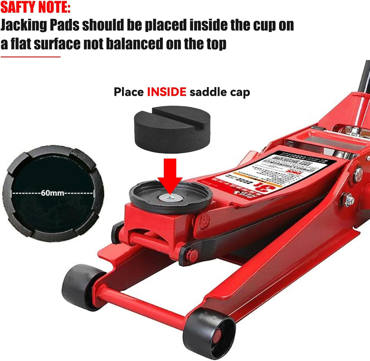 Universal Car Jack Rubber Pad for Jack Stands Slotted Pinch Weld Side Frame Rail Protector Trolley Jack Heavy Duty Jack Pad Adapter image number 1