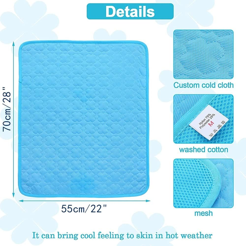 Cooling Mat Pad for Dogs Cats Ice Silk Mat Cooling Blanket Cushion for Kennel/Sofa/Bed/Floor/Car Seats Cooling for Outdoor or Home (Dog Cooling Mat- 28 X 22Inblue) image number 3