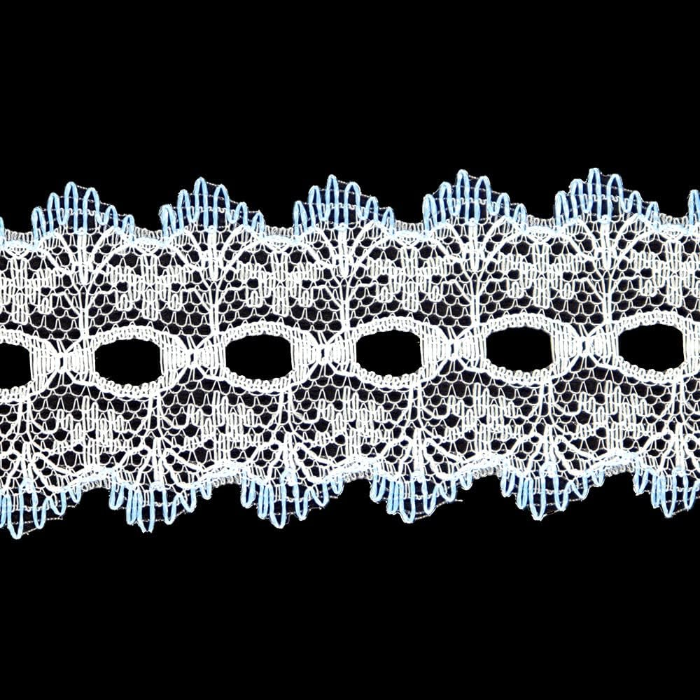 Sullivans Crafty Saver Picot Eyelet Lace, 5 Meter Length X 35 Mm Width, White/Sky
