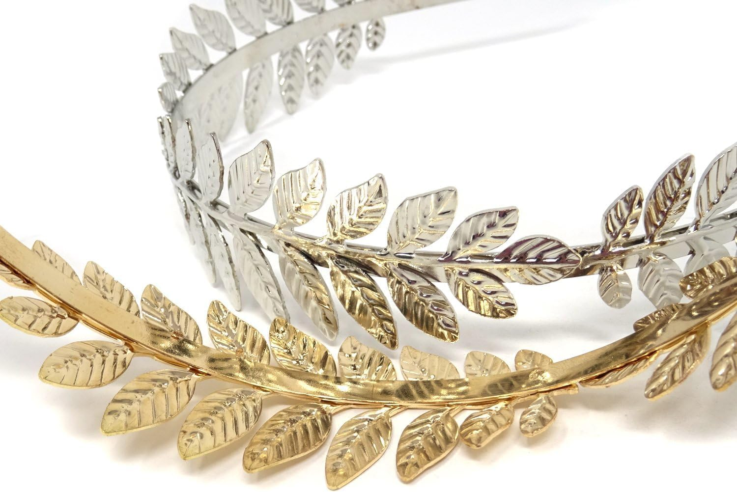 2PCS Dainty Leaf Tiara Headband for Bridal and Roman Goddess Style
