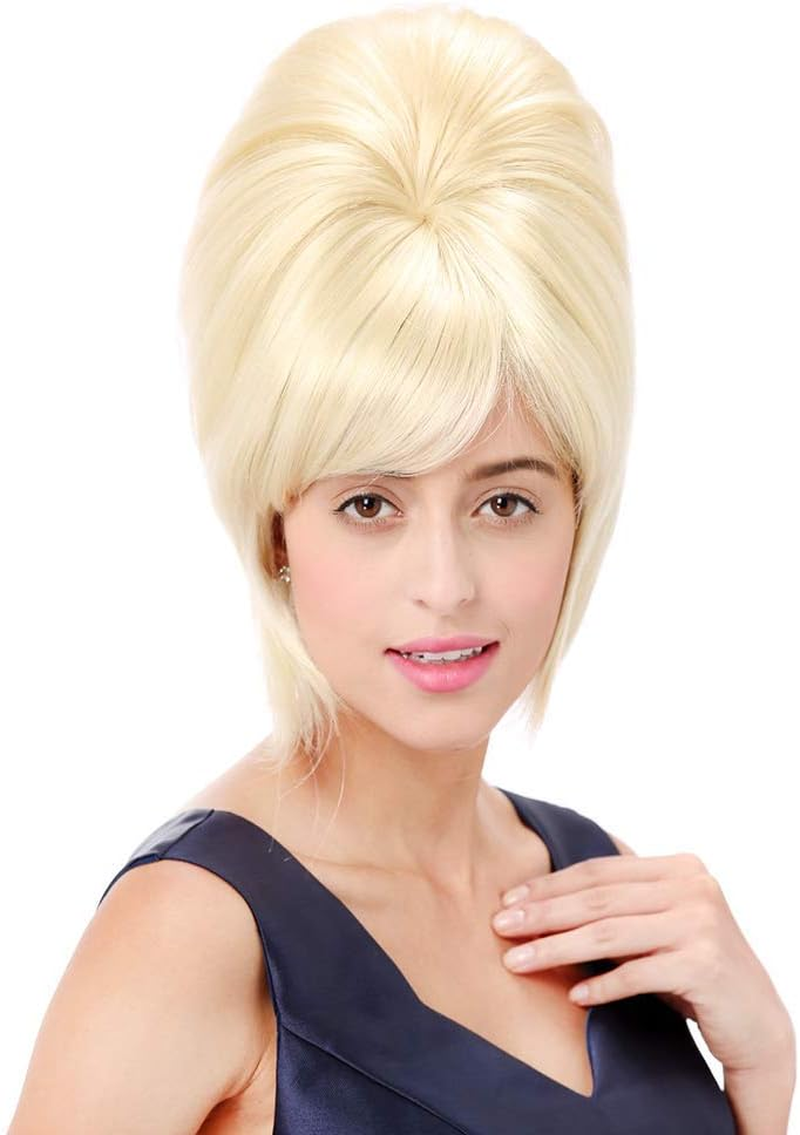 Stfantasy 1950 Beehive Wig Platinum Blonde Bob Straight for Women Halloween Cosplay Costume Party Hair (Wig Cap) image number 3