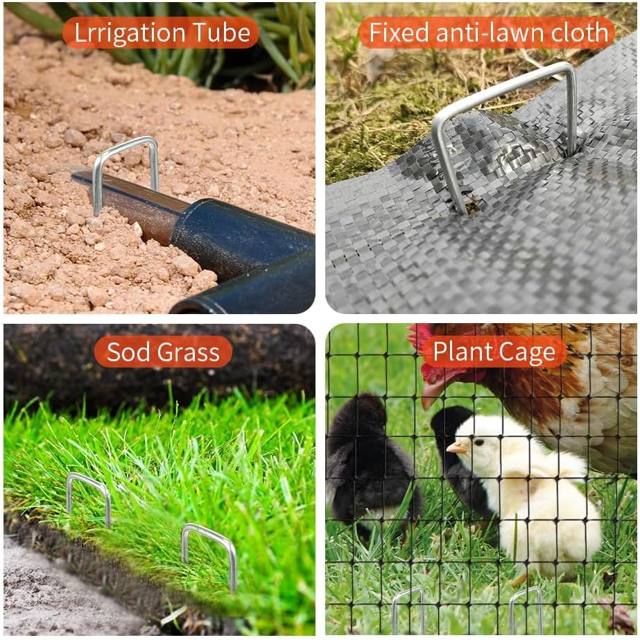 Landscape Staples 50 Pcs Galvanized Garden Stakes U-Shaped Tent Stakes 6 Inch 11 Gauge Plant Cover Stakes Anti-Rust Ground Sod Pins Yard Stakes for Landscape Weed Barrier Irrigation Tubing