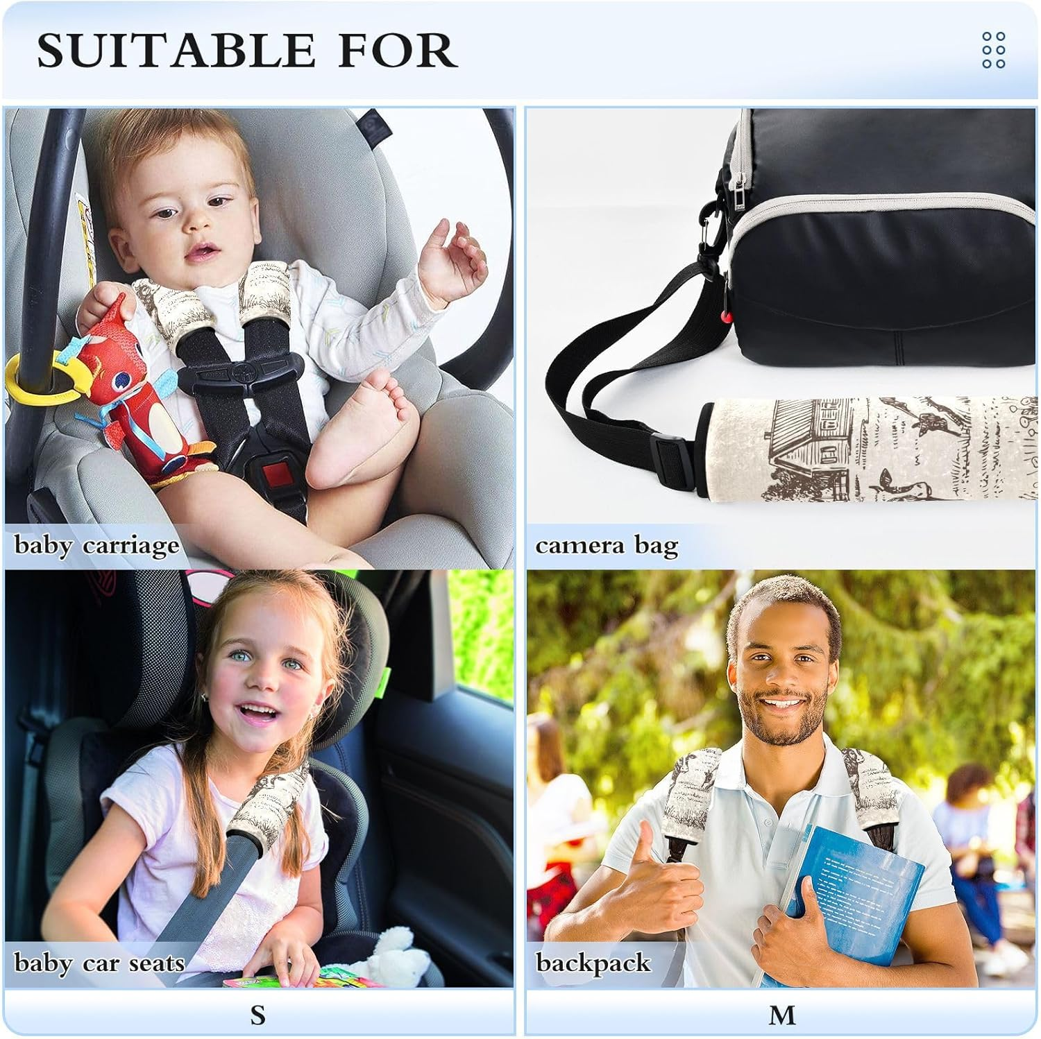 Farm Cow Soft Seatbelt Covers, Padded with Cotton, Shoulder Pad for Bag Strap, Car Seat Belt Pads for Kids image number 4