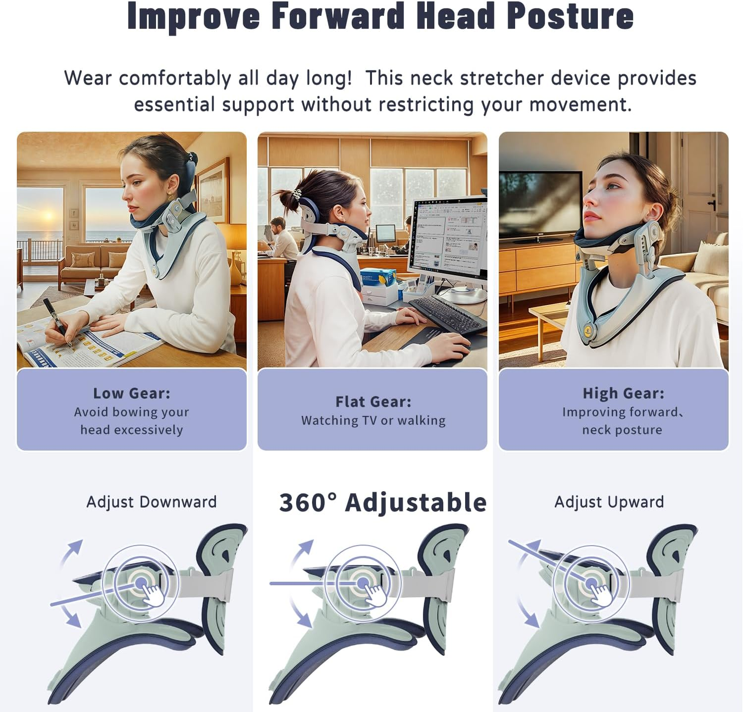 Neck Stretcher, Adjustable Neck Traction for Neck Pain Relief, Neck Support ＆ Neck Brace, Easy to Use, Lightweight for Home, Office, Travel - Green image number 6