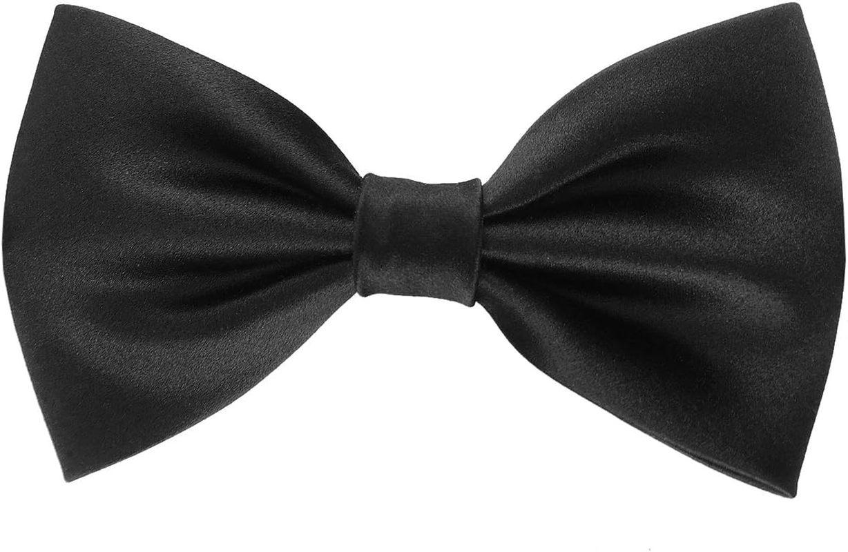 Mens Luxurious 100% Silk Pre-Tied Bowtie Solid Bow Ties image number 2