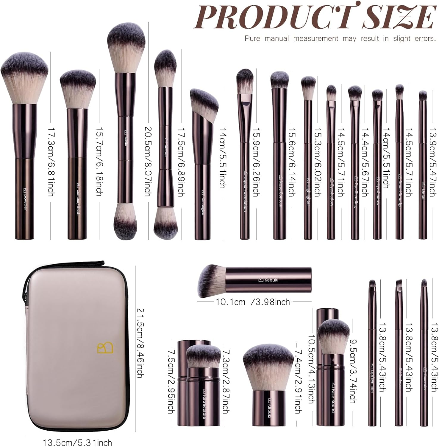 BS-MALL Makeup Brushes Kit &ndash; Professional Makeup Tools with Travel Case, Includes Foundation, Powder, Concealer, Lip & Eyeshadow Brushes for Daily Use & Versatile Occasions (Aluminum Tube Coffee) - Aluminum Tube Coffee image number 6