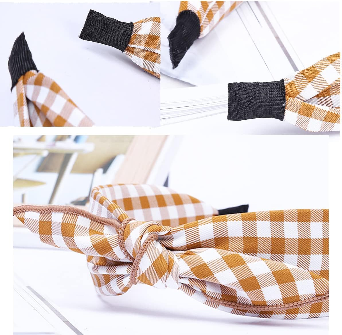 Plaid Bow Headbands for Women Christmas Bandana Headband Tartan Headband Rabbit Ear Cute Holiday Headbands Hair Accessories image number 5