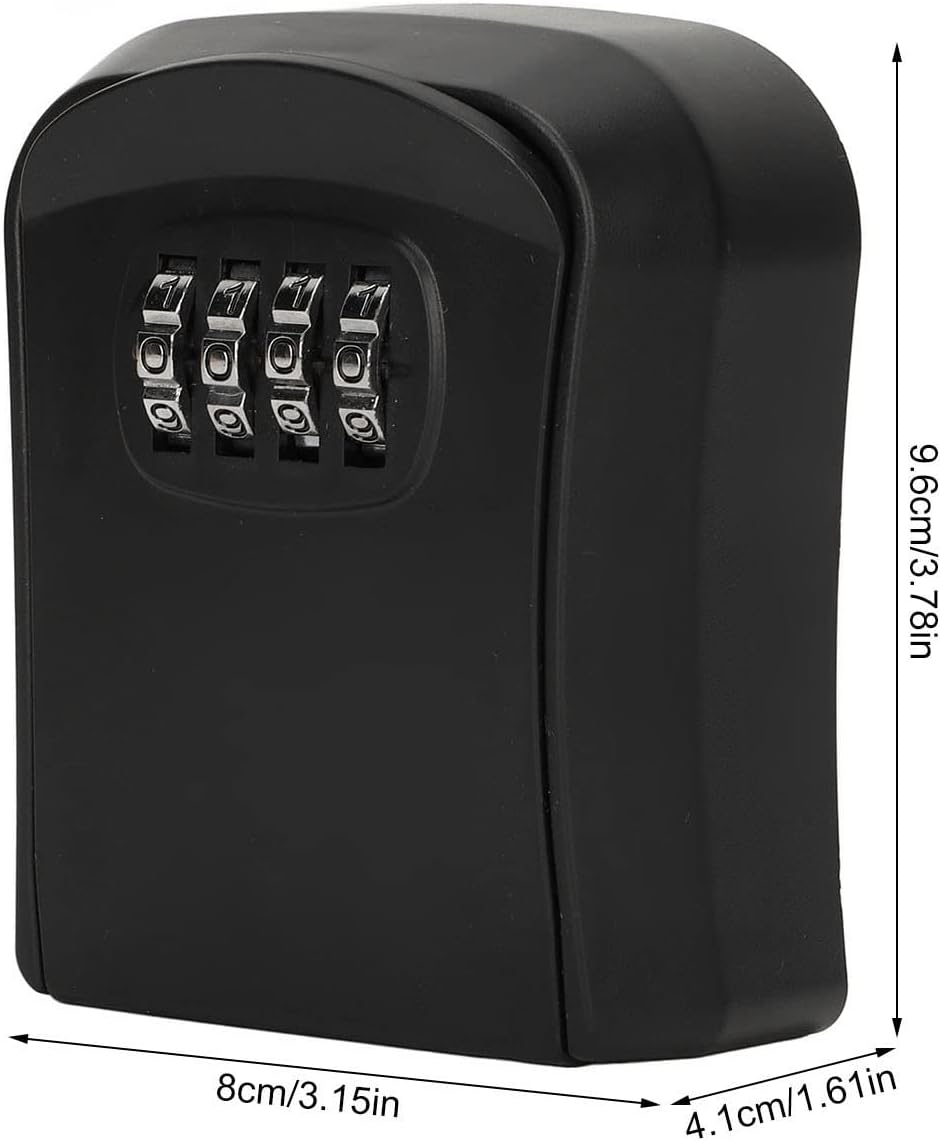 Small Combination Lock Box, Wall Mounted Key Lock Box with 4 Digit Password, Waterproof Key Storage Lock Box Support 5 Keys Capacity, Portable Security Case for Indoor Outdoor(Sx01 Black)