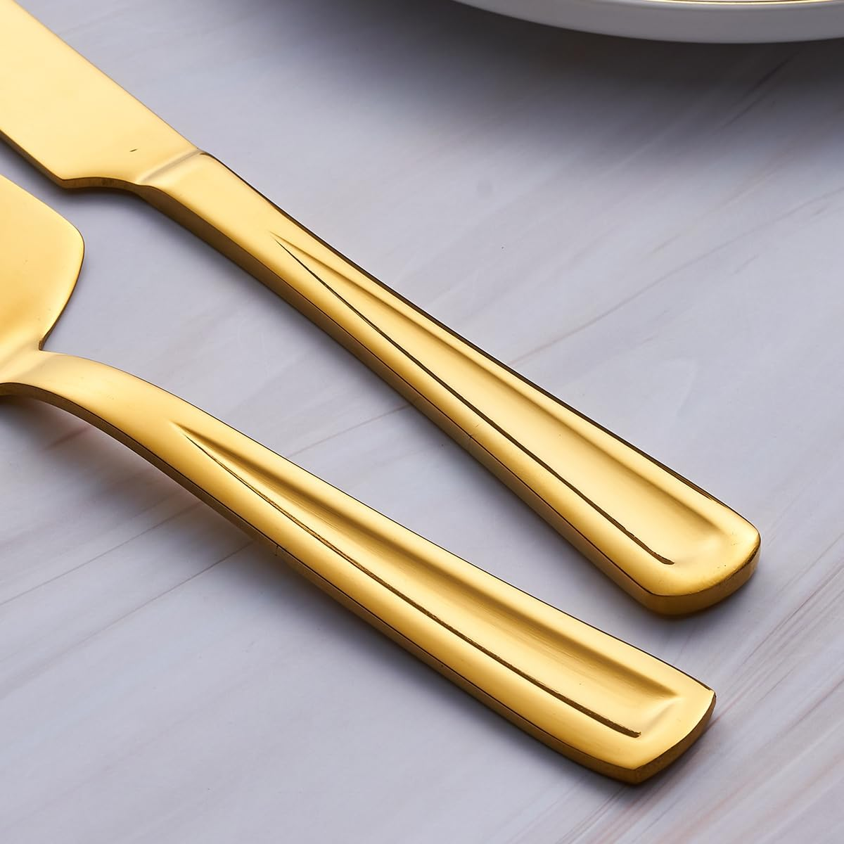 Gogeili Gold Cake Knife and Server Set, 33Cm Stainless Steel Cake Cutting Set, Pie Cutter Set for Wedding, Birthday, Parties, Anniversary