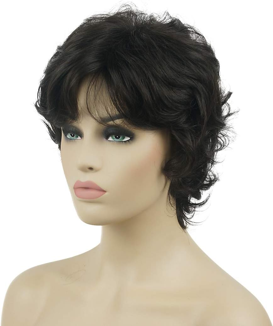 Lydell Women'S Short Wavy Curly Wig Synthetic Hair Full Wig 6 Inches (#4Darkset Brown) - 19 Light Strawberry Blonde image number 7