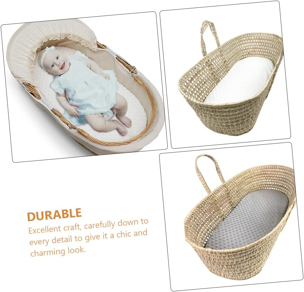 Generic 2Pcs Cover Basket Seat Changing Pad Lounger Table Items Fitted Diapers Polyester image number 5