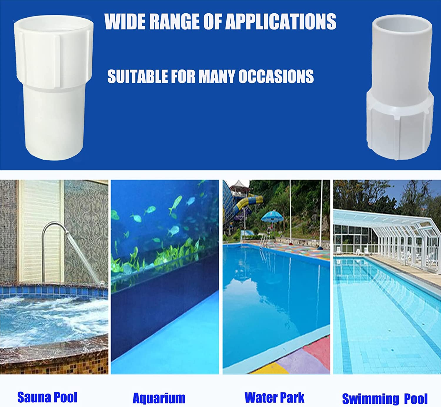 2 Pack 1-1/2 Inch Pool Vacuum Hose Cuff Hose Threaded Cuff Repair Cracked Hose Ends - Connect Vacuum Head ,Pool Cleaning Tools Accessories Spiral-Wound Vacuum Hoses,For Pool Cleaning (White) image number 5