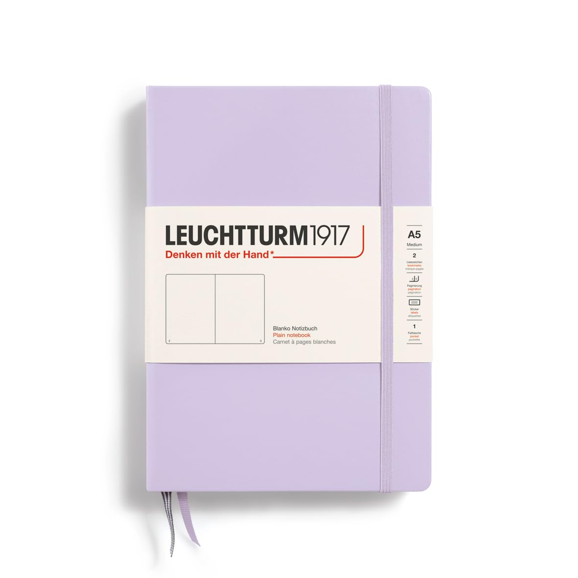 LEUCHTTURM1917 - Notebook Hardcover Medium A5-251 Numbered Pages for Writing and Journaling (Lilac, Plain) image number 1