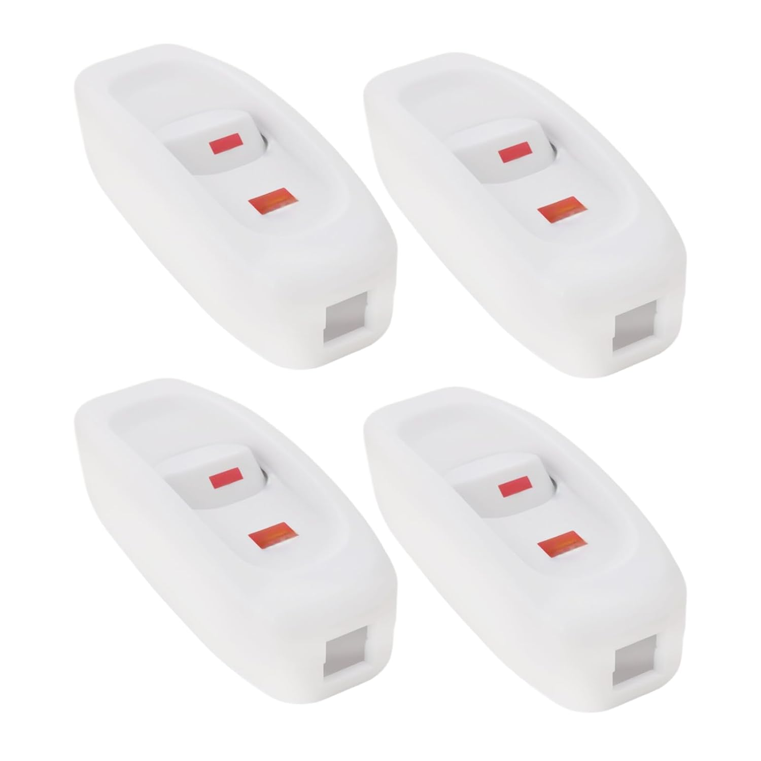 VGOL 4Pcs Inline Cord Switch Feed-Through Rocker Switch 110-250V 10A Cord Cable Switch Suitable for Table Lamp Mirror Lamp Wall Lamp, White
