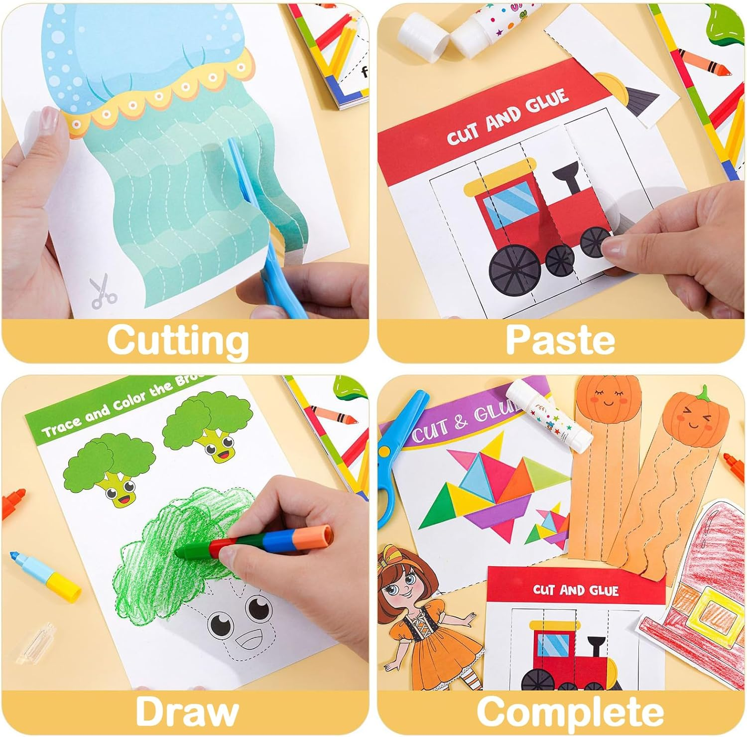 Montessori Preschool Busy Paper Cutting Book for Toddlers Ages 3 - Preschool Learning Scissor Skills Activity Sticker Book - Gifts for 3 Year Old Boys - 4 Year Old Girl Birthday image number 1