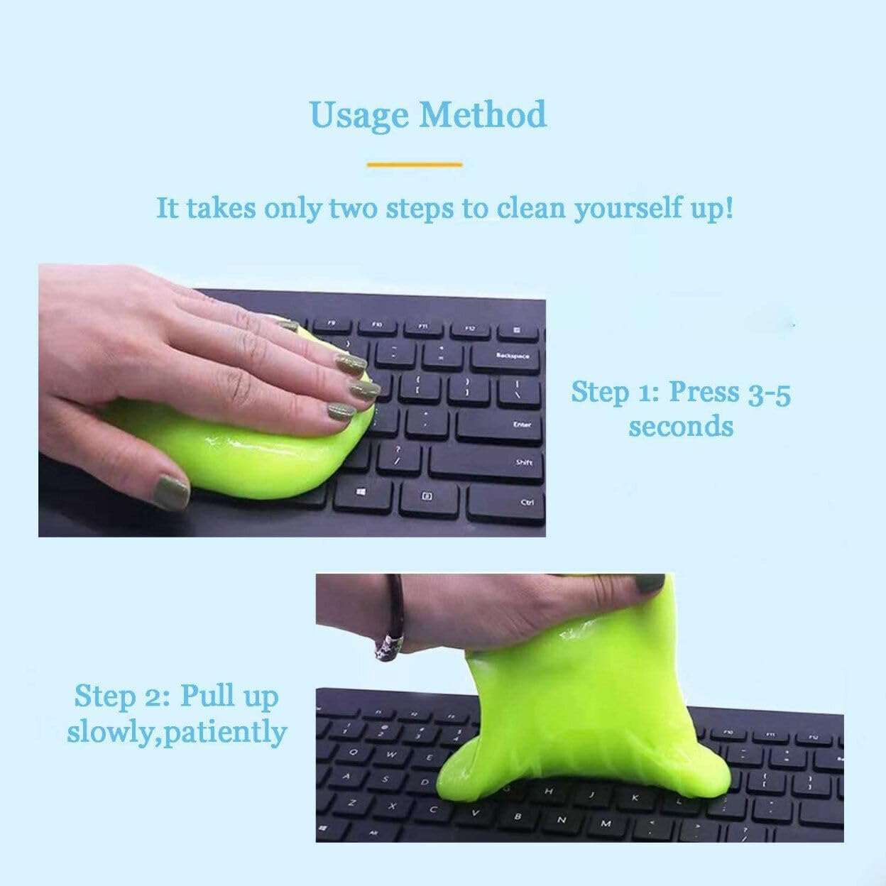 Dust Dirt Cleaning Gel Slime Super Clean Magic Car Laptop Keyboard Home Cleaner, Reusable Keyboard Cleaner, Safe on All Surfaces image number 3