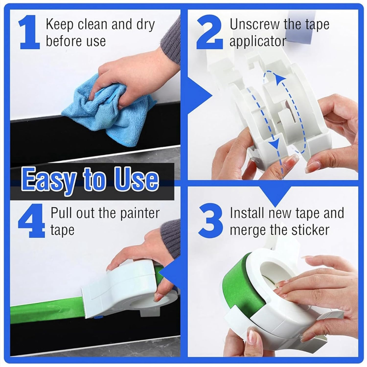 10 Rolls Green Painters Tape, Adhesive Masking Tape, Multisurface Painter'S Tape for Wall Tile Glass Painting Treatment DIY Crafts image number 5