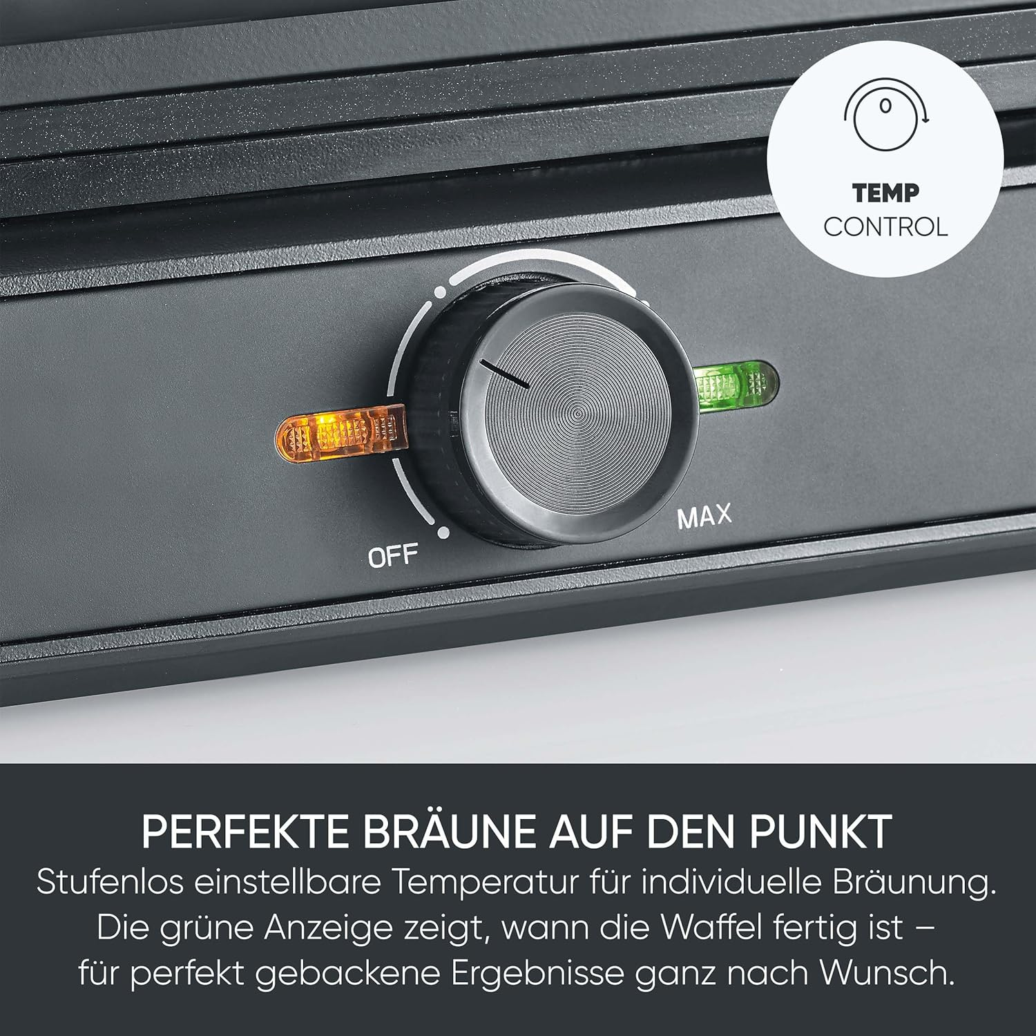 SEVERIN - Belgian Waffle Iron with Ceramic Coating, Waffles, Variable Thermostat, 1600 W, Dimensions 20.3 X 25.5 X 10.5 Cm, Matt Black WA 2130 image number 1