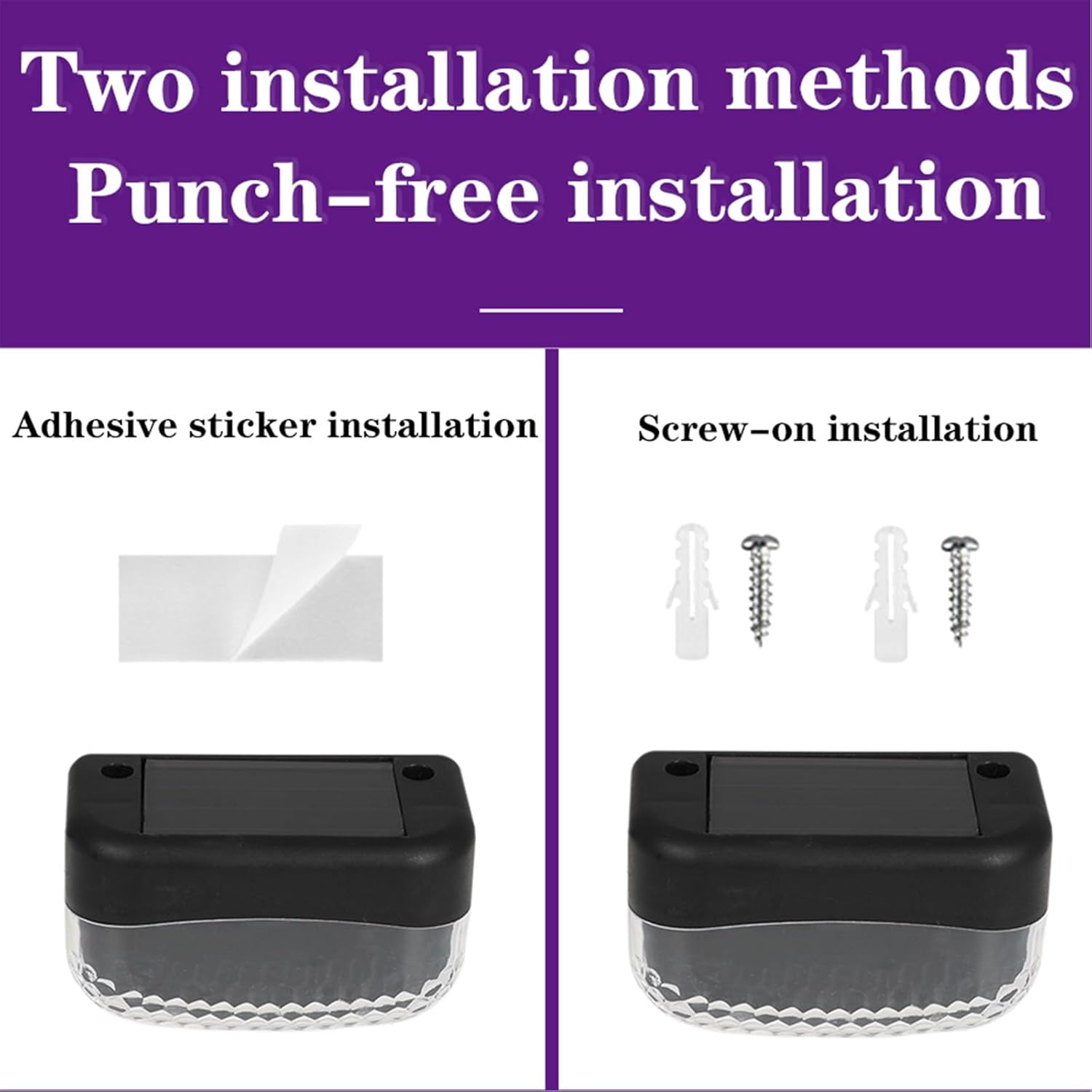 Harloon Solar Deck Lights Outdoor, 2 LED 16 Pack Solar Step Lights Waterproof Led Solar Lights for Outdoor Stairs, Step, Powered Deck Decorations, Fence, Yard, Patio, and Pathway (Warm White) image number 5