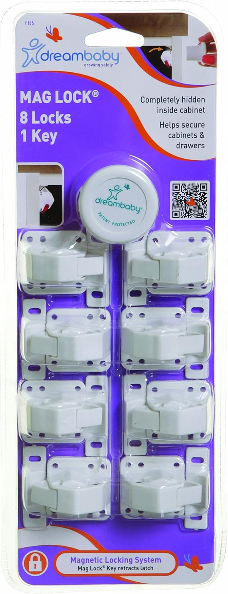 Dreambaby Mag Lock Classic 8 Locks + 1 Key, White image number 1