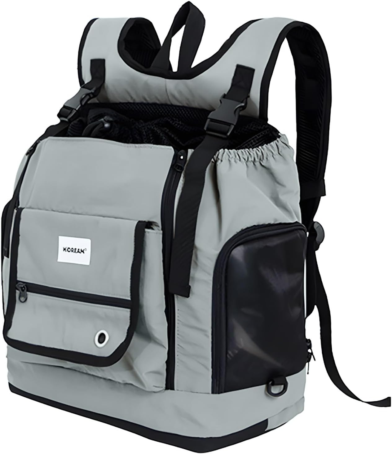 LIFEBEA Ergonomic Pet Carrier Backpack - Ventilated & Secure Front/Back Cat & Small Dog Carrier (Up to 7Kg) - Airline Approved Travel Bag with Escape-Proof Leash & Storage (Gray)