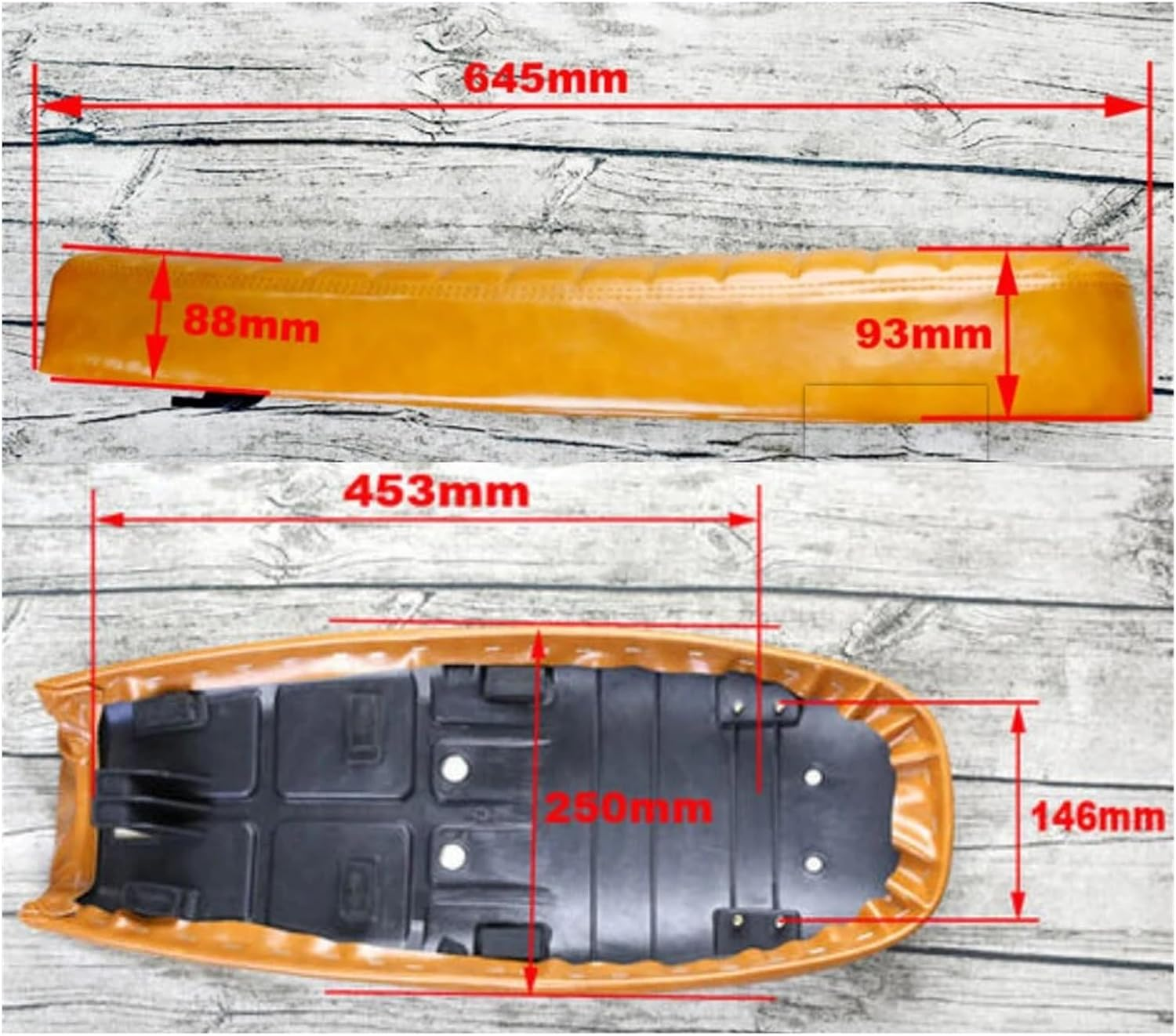 Muzhen Store Motorcycle Retro Cafe Racer Seat Vintage Saddle Flat Seat Cushion Anti-Corrosion PU Leatherette Motorcycle Accessories 610Mm image number 4