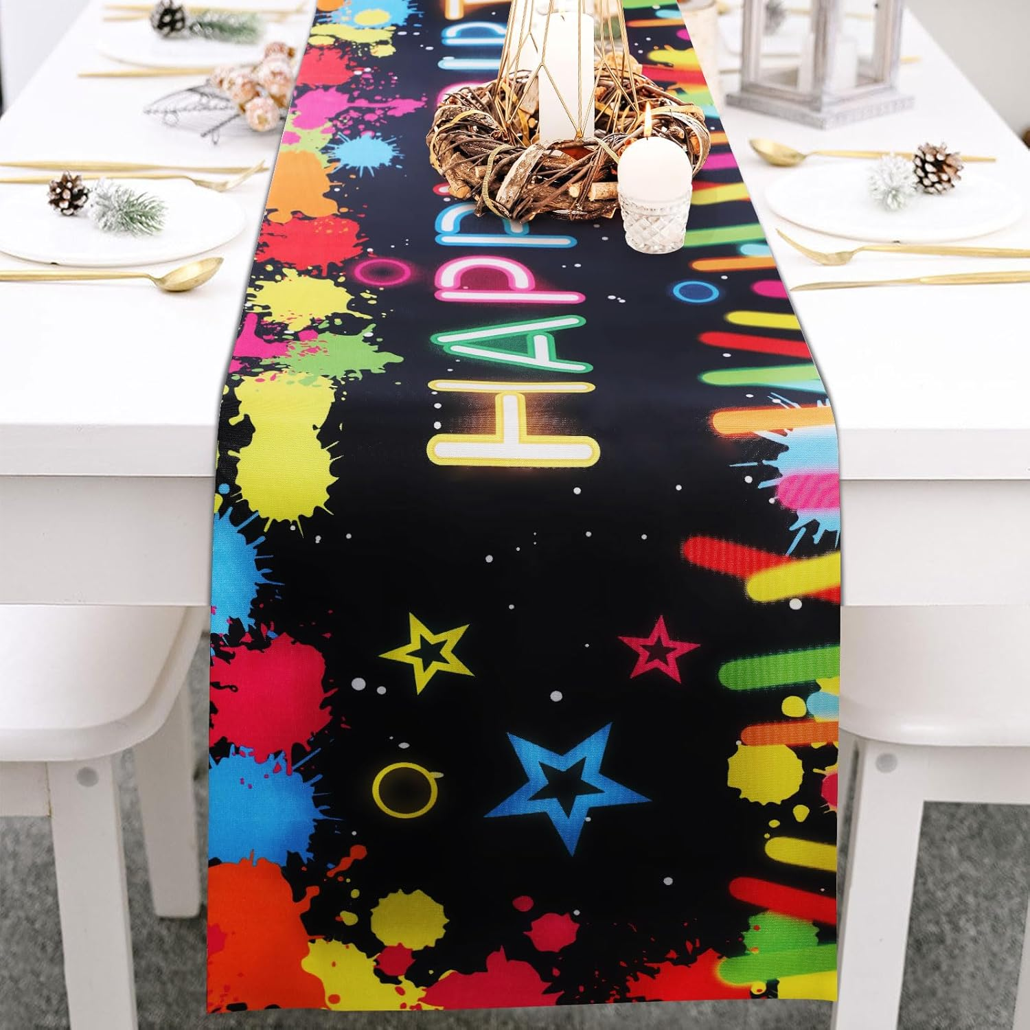 Bigqin Table Runner Oxford Fabric Birthday Party Tablecloth 180*30Cm image number 3