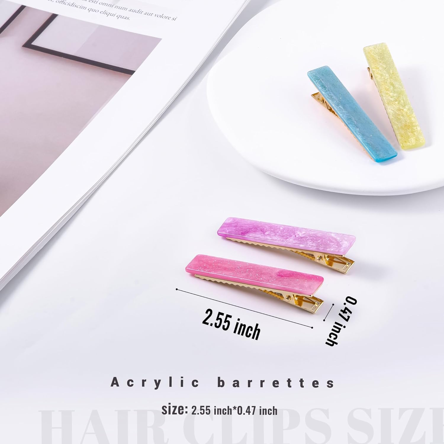 Cptots 12 PCS Acrylic Resin Alligator Barrettes for Women Small Cute Clips for Thick Thin Hair Fashion Decorative Accessories,Sparkling Multicolor image number 3