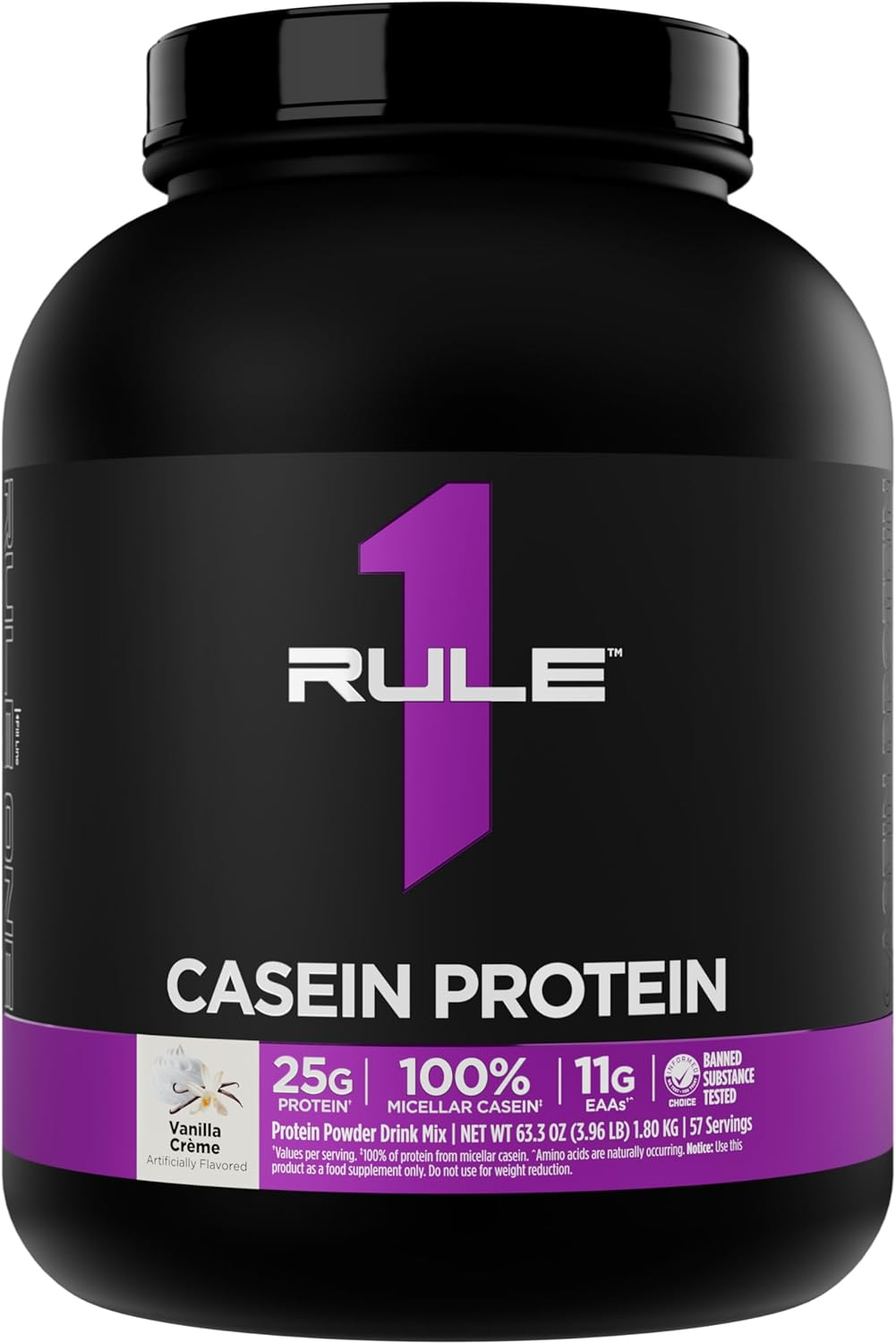 Rule 1 R1 Casein Powder 1.80 Kg, Vanilla Creme (55 Servings) image number 5
