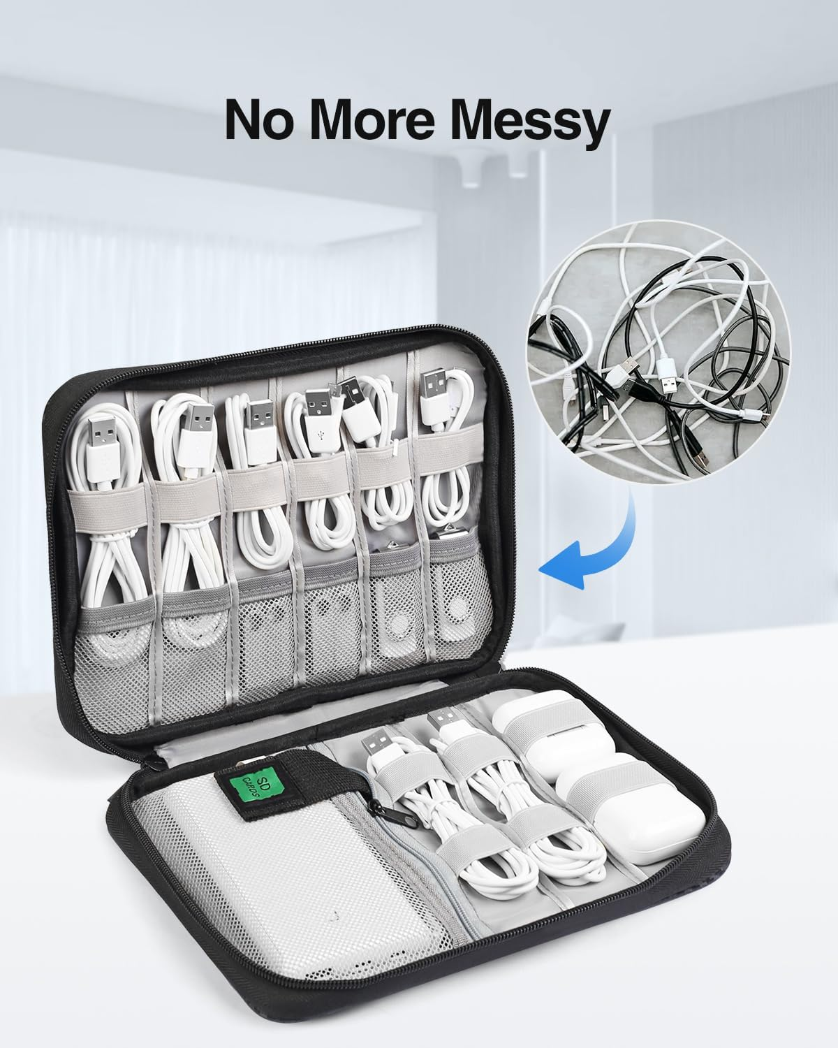 Luxtude Cable Organizer Bag, Cord Organizer Bag, Electronic Organizer Travel Case, Wire Organizer Bag, Tech Organizer Pouch, Charger Storage Organizer, Travel Essentials for Cords/Chargers/Mouses,Etc image number 2