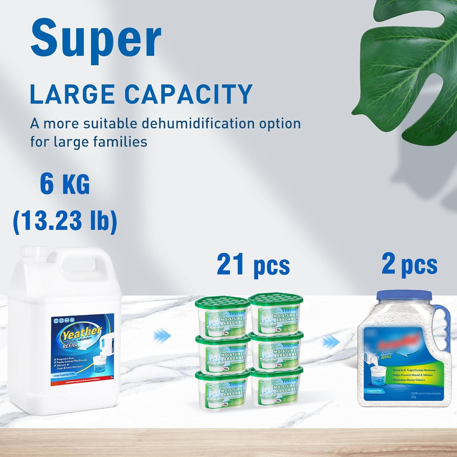 YEATHER 6 Kg Moisture Absorber Super Refill Fragrance Free (13 LBS), Moisture Absorber for Closet Bathroom, Wardrobes, Kitchen, Laundry image number 3