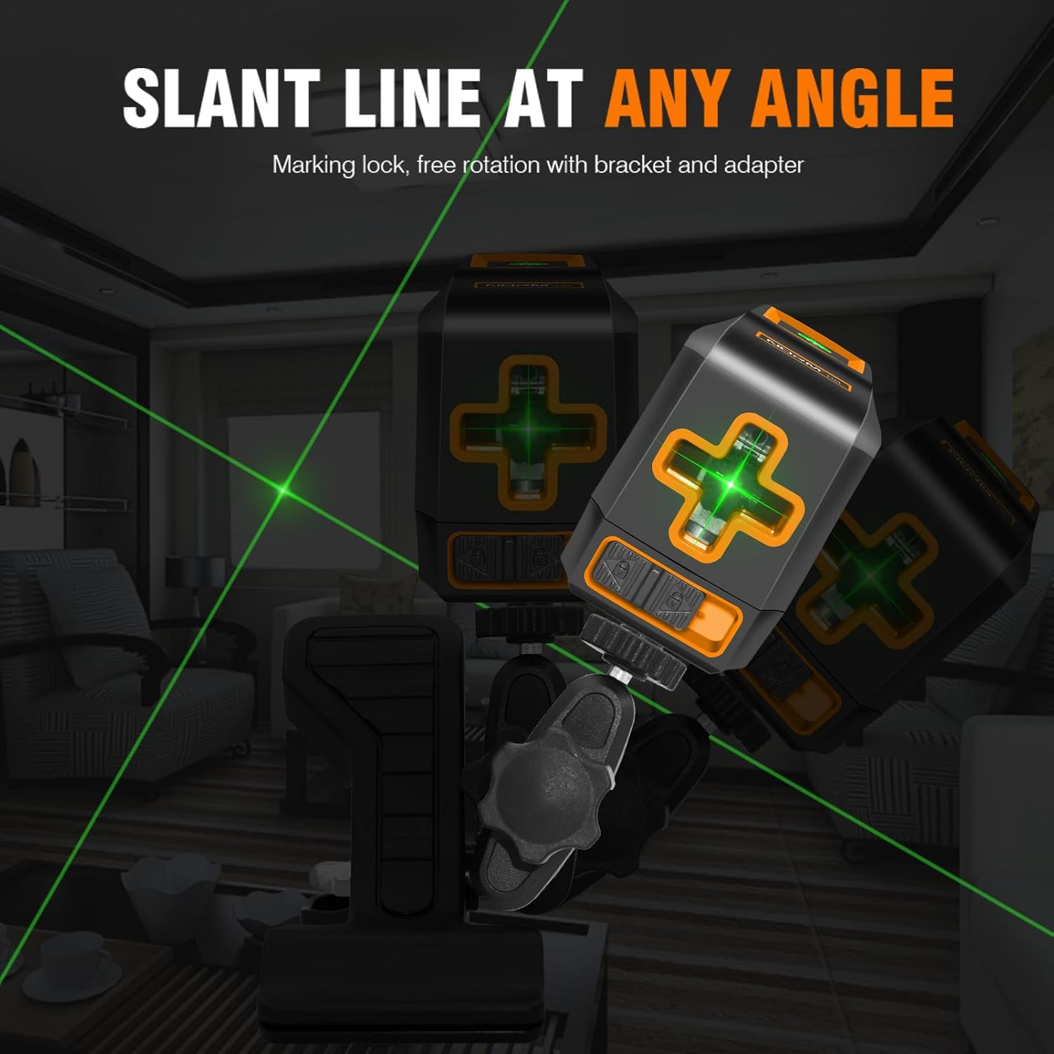 Laser Level with Self-Leveling, Cross Line Laser Leveler Construction Tool for Home Renovation DIY, Cabinet Making, Picture Hanging, Floor Level with Carrying Pouch and 2 AA Batteries image number 4