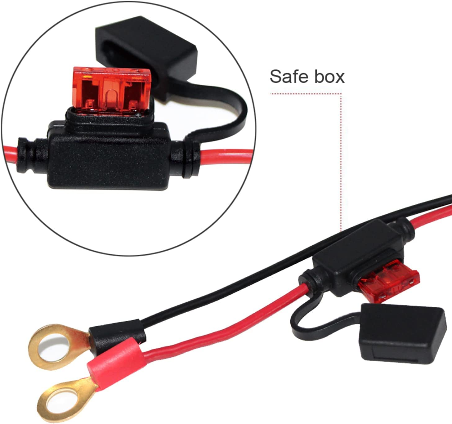 12V Adapter Plug Socket Auto Cigarette Lighter with Cap to Eyelet O Terminal 3Ft (1Pack) Charging Cable 10A Car Fuse 24Volt Ringterminals 16AWG Heavy Duty Cord image number 5