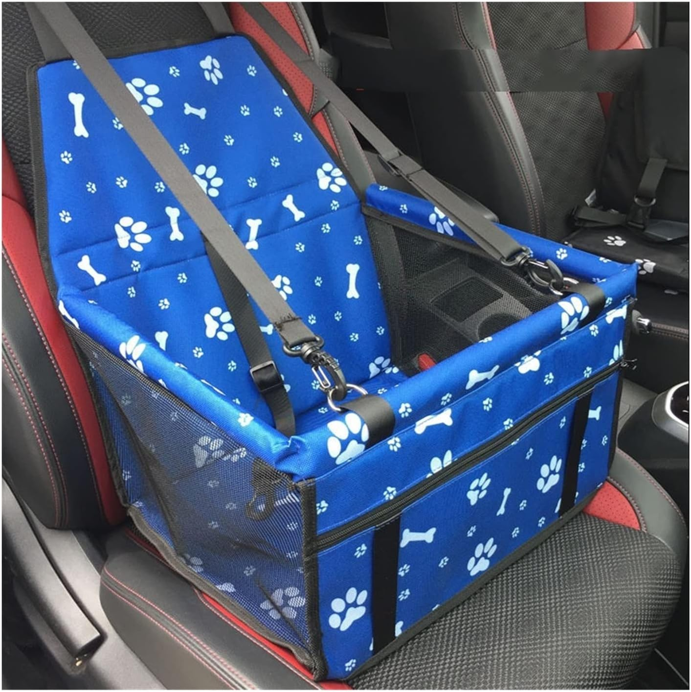 Dog Car Seat Cover Pet Carrier Dog Car Seat Cover Cushion Suspension Mattress Carrying Dog Travel Car Seat Bag Dog Hammock(Size:C-Blue Bones) image number 1