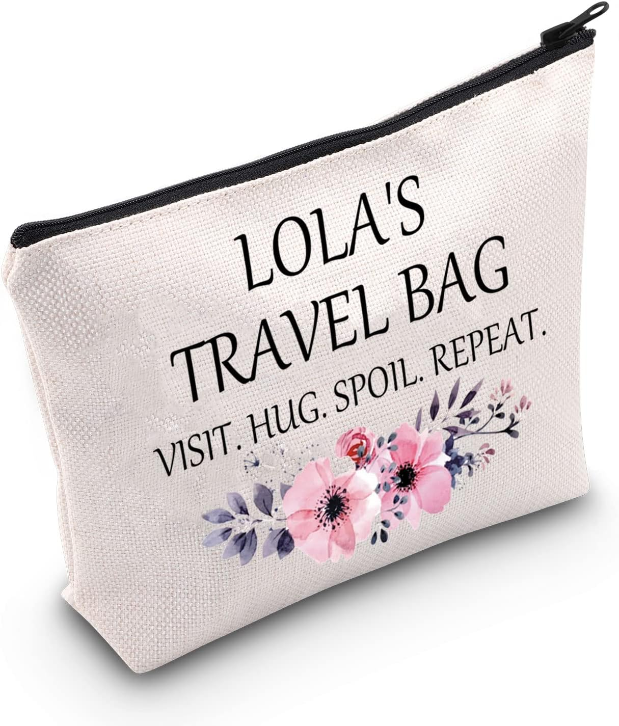 POFULL Lola Gift Best Lola Gift Lola Birthday Gift Lola&rsquo;S Travel Bag Visit Hug Spoil Repeat Travel Cosmetic Pouch, Lola&rsquo;S Travel Bag