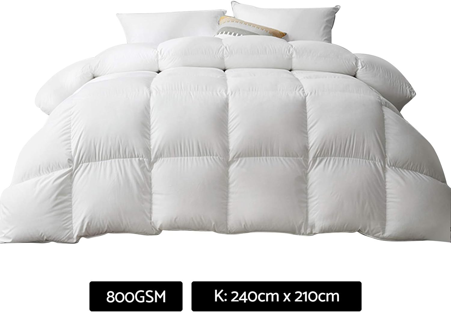 Giselle Bedding Goose Quilt Down, 800Gsm King Quilts Winter Blanket Duvet Comforter Feather Home Bedroom Bed Travel, Lightweight Breathable Soft Cotton Cover Baffle Construction White image number 6