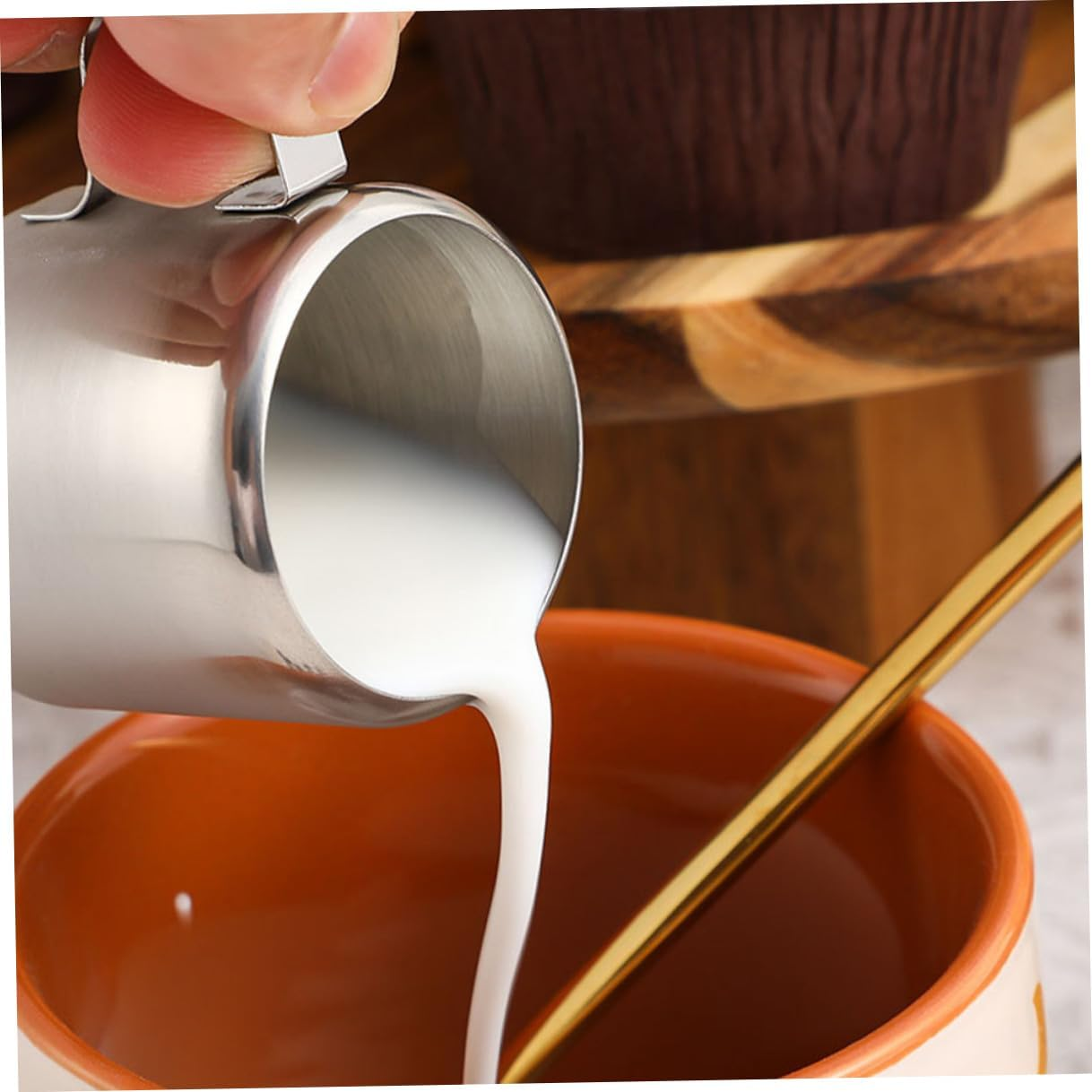 CATIEBYE 3Pcs Stainless Steel Milk Frothing Cups for Espresso Latte Art Steaming Pitchers with Nonstick Surface Multifunctional Sauce and Milk Steamer for Coffee Use image number 6