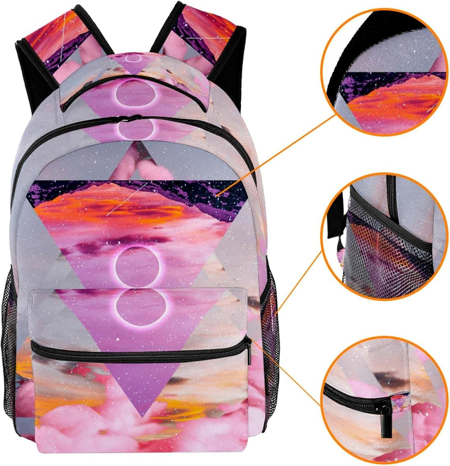 Geometric Shapes Backpack Students Shoulder Bags Travel Bag College School Tote Backpacks image number 5