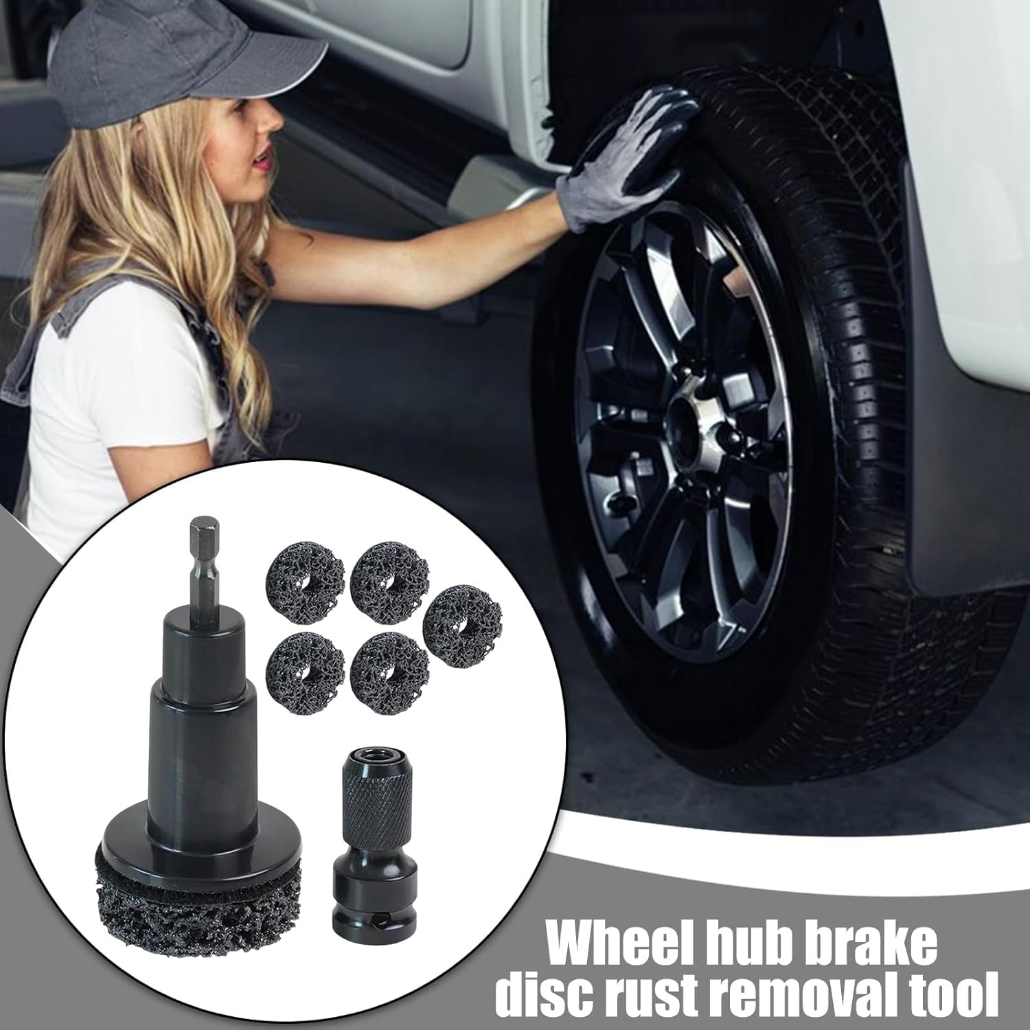 Polishing Maintenance Automotive Tool, Stud Removal Tool Wheel Hub Resurfacing Kit, Portable Rust Remover Cleaner Kit Polishing Maintenance Automotive Kit for 1/2 Inches Wrenches image number 5