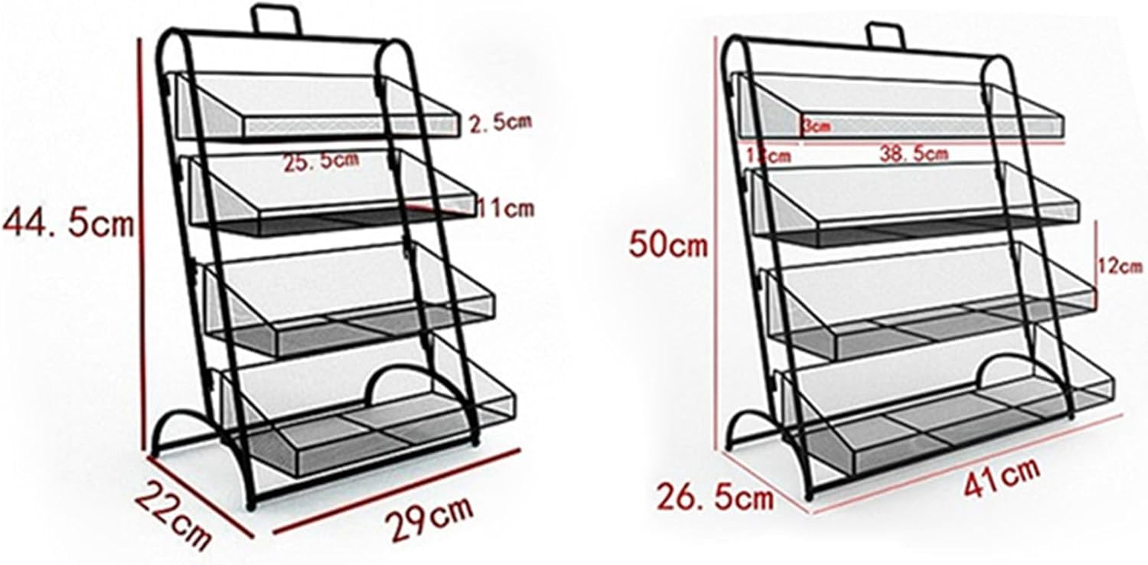 Snack Storage Rack Storage Baskets， Countertop Snack Stand Retail Store Display Rack(Black,41X26.5X50Cm) image number 3