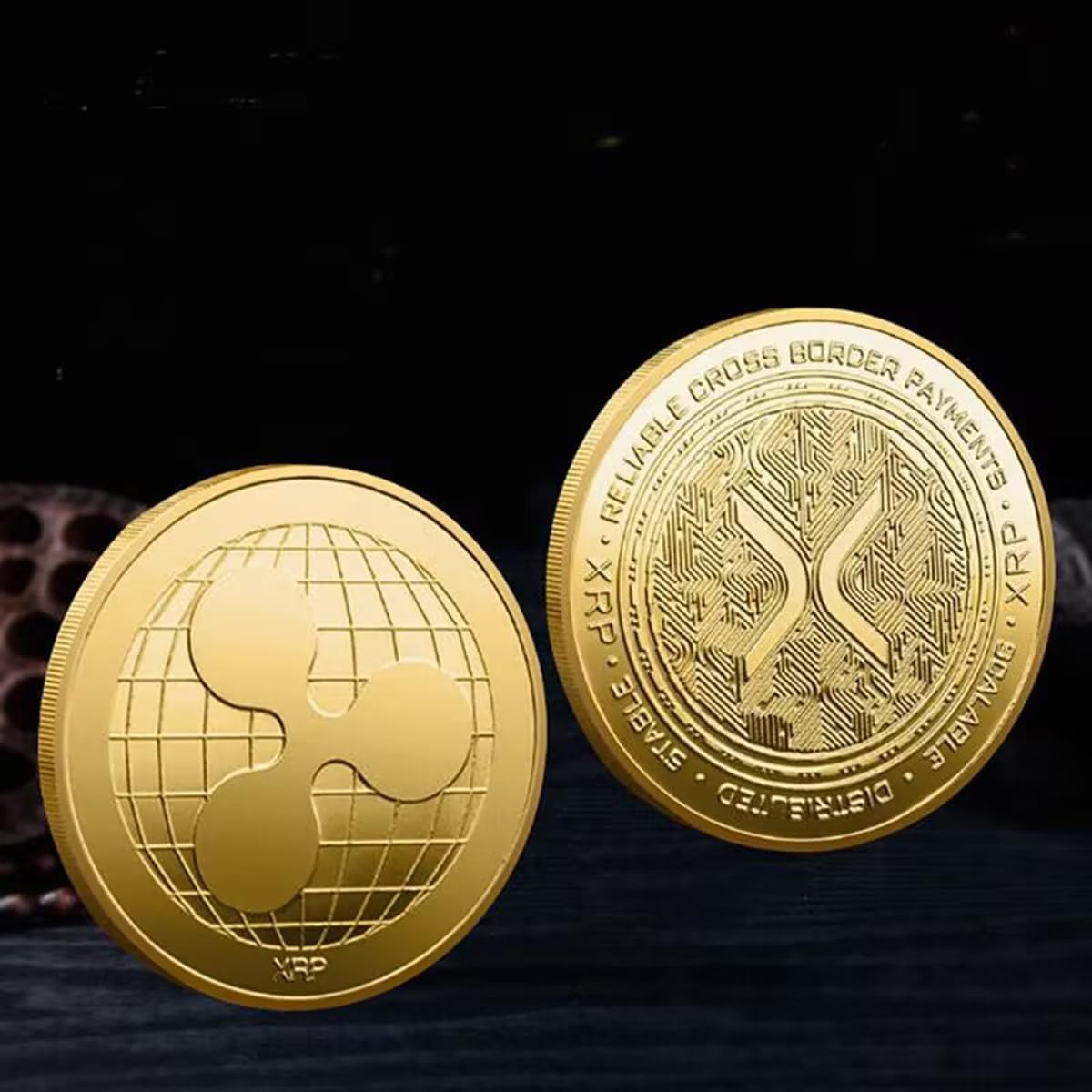 Ripple Coin Physical XRP Coin Plated Collector&lsquo;S Item with Protective Case