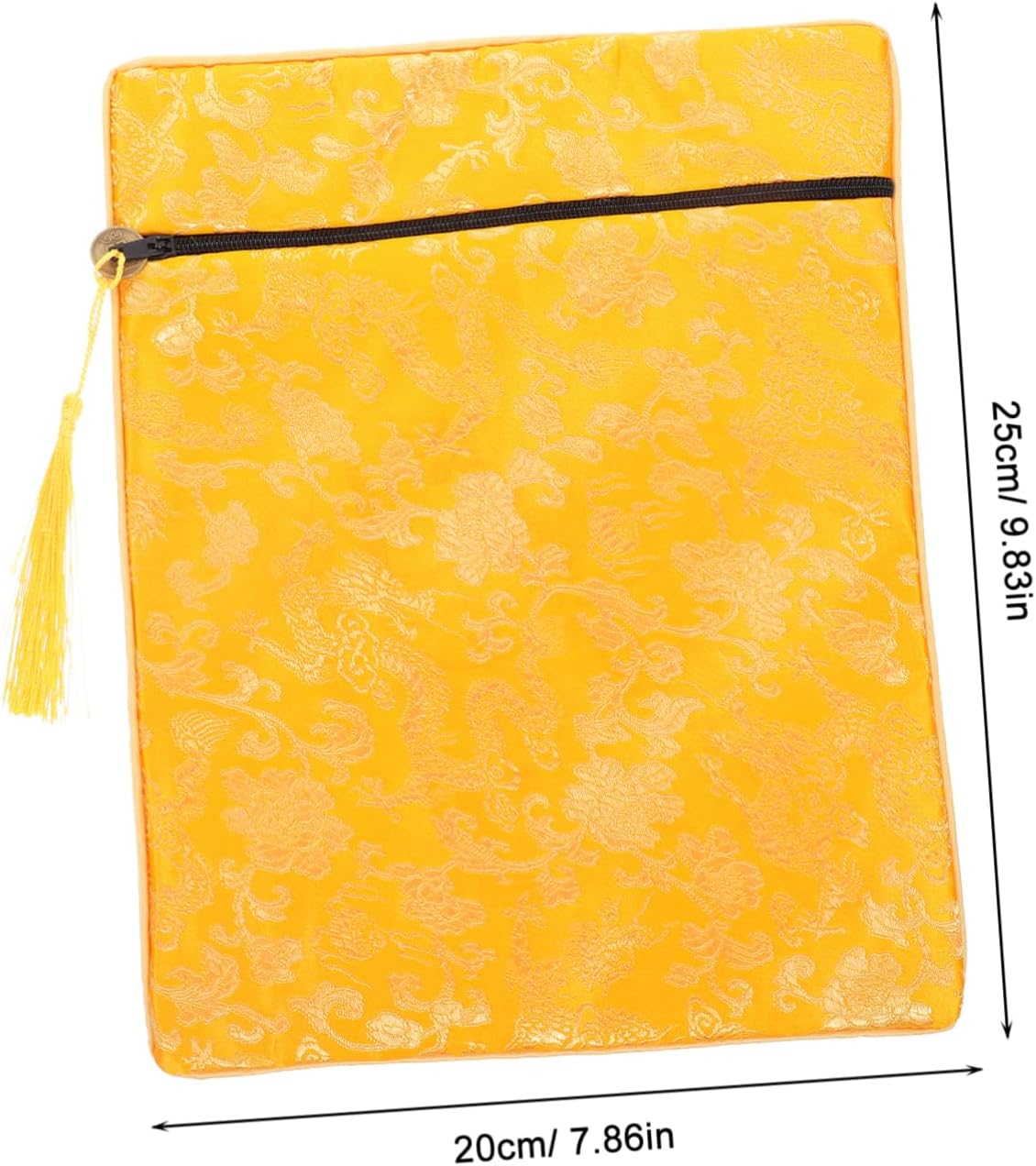 TIDTALEO Buddhist Scriptures Storage Bag Yellow Brocade Fabric Wallet Pouch with Handle for Books Jewelry Prayer Beads Travel Organizer Carry Case image number 4