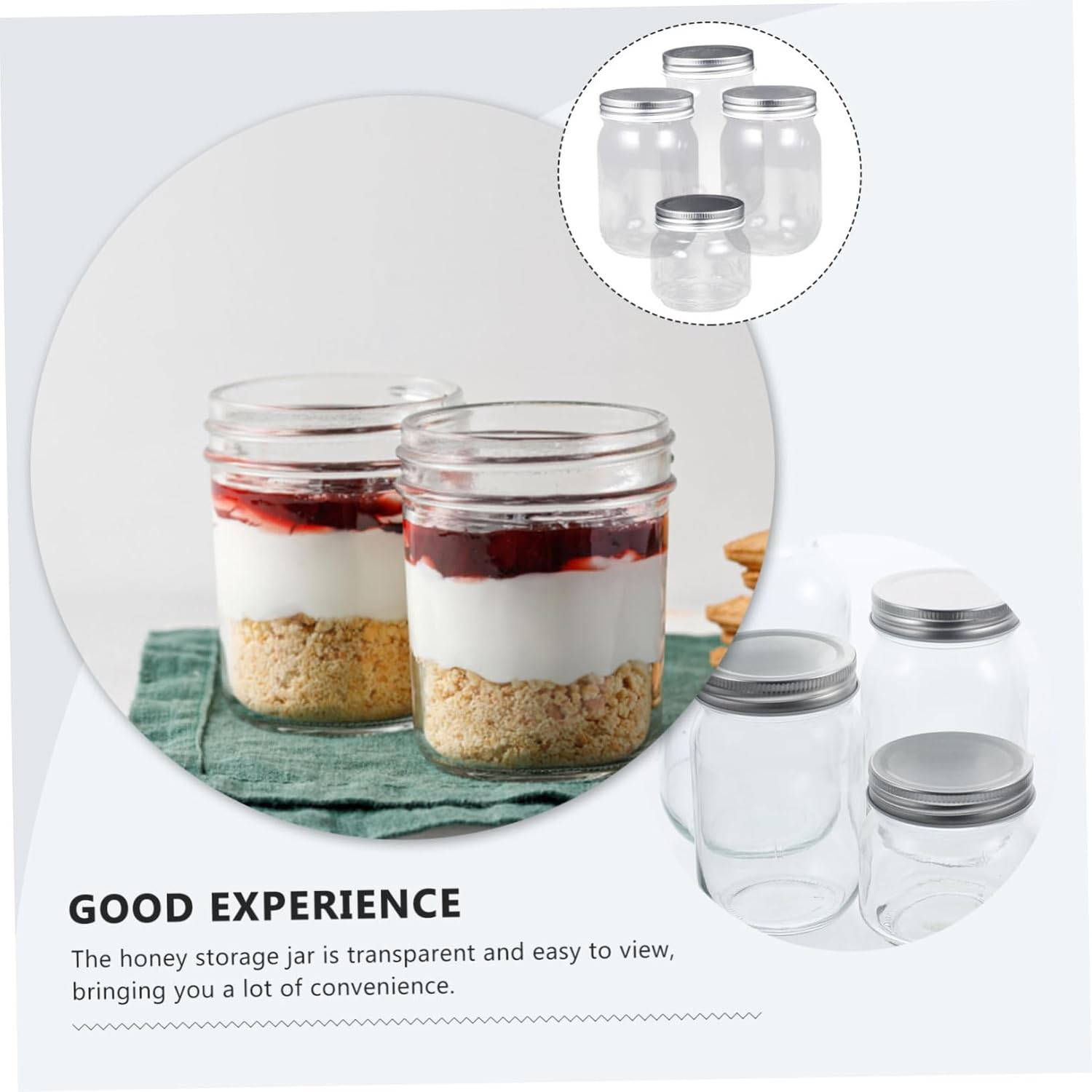 CIYODO 4Pcs Jam Jars Lids Sealing Storage Containers for Home for Preserving Spices Cookies Honey More