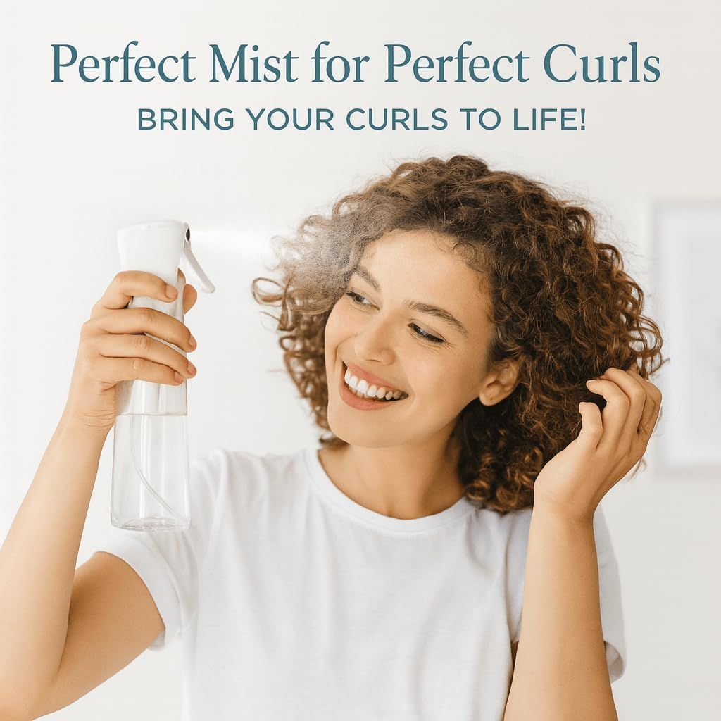 Pure Mistiivox&trade; Premium Continuous Fine Mist Spray Bottle for Hair Styling, Watering Plants, Skin Care, Ironing, Cooking 360 Multifunctional Spray Bottle Transparent, 6.8Oz/200Ml image number 6